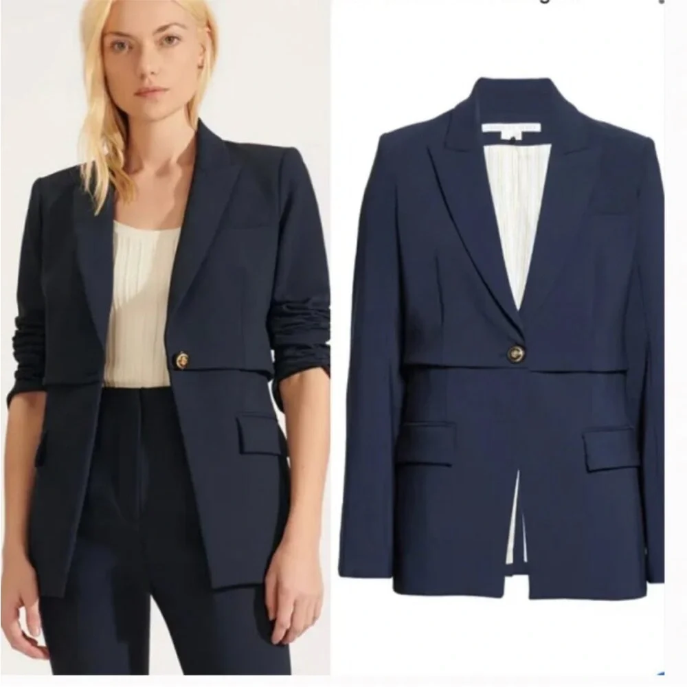 $698 Veronica Beard Dickey Navy Mori Blazer Jacket sz 2